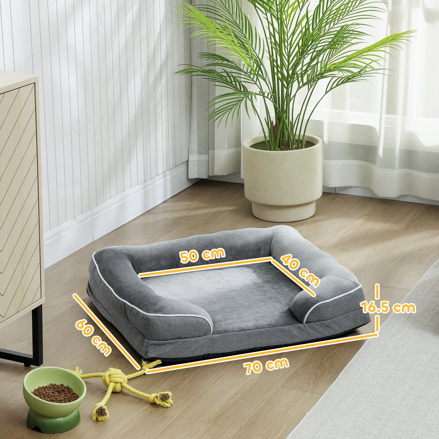 Washable Pet Sofa Bed with Removable Cover – Cooling Memory Foam for Cats & Small Dogs, Non-Slip Bottom