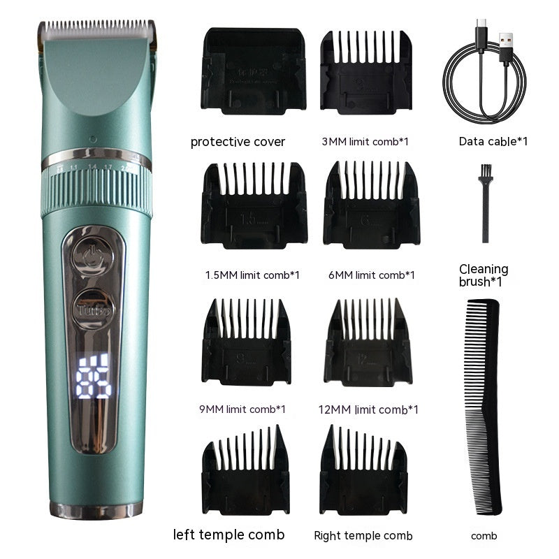 Electric Hair Clipper with LCD Display – Low Noise Pet Grooming Trimmer