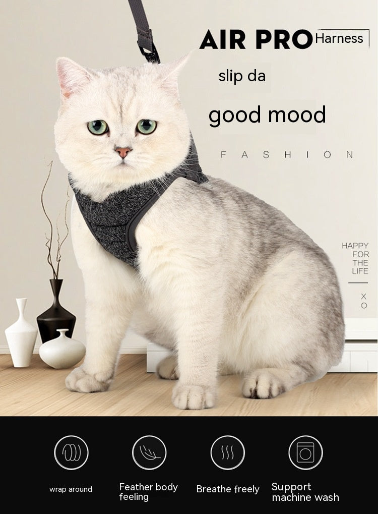 Explosion-Proof Cat Harness & Leash – Adjustable Escape-Proof Vest Chest Strap with Reflective Band & Rope