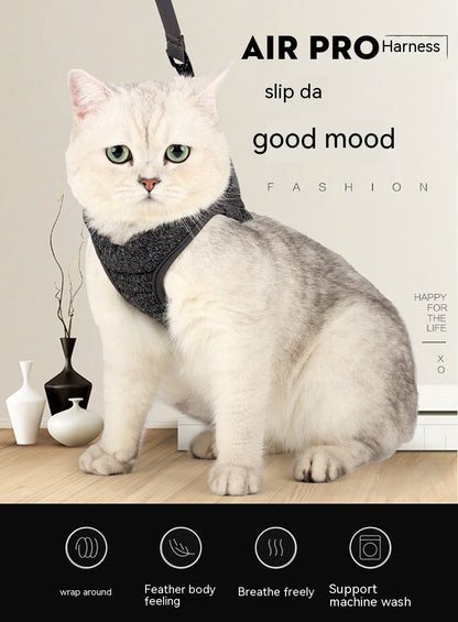 Explosion-Proof Cat Harness & Leash – Adjustable Escape-Proof Vest Chest Strap with Reflective Band & Rope