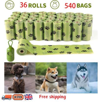 540 Biodegradable Pet Waste Bags with Dispenser – Eco-Friendly Poop Bags