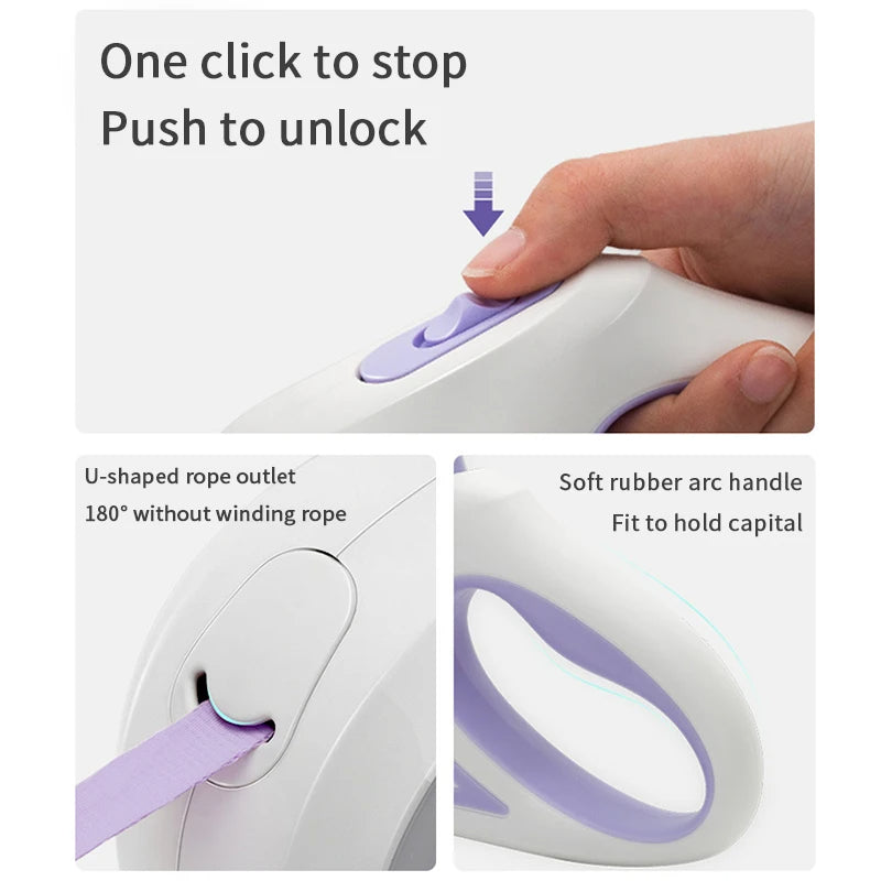 Retractable Dog Leash with LED Light – 3M / 5M Automatic Pet Lead