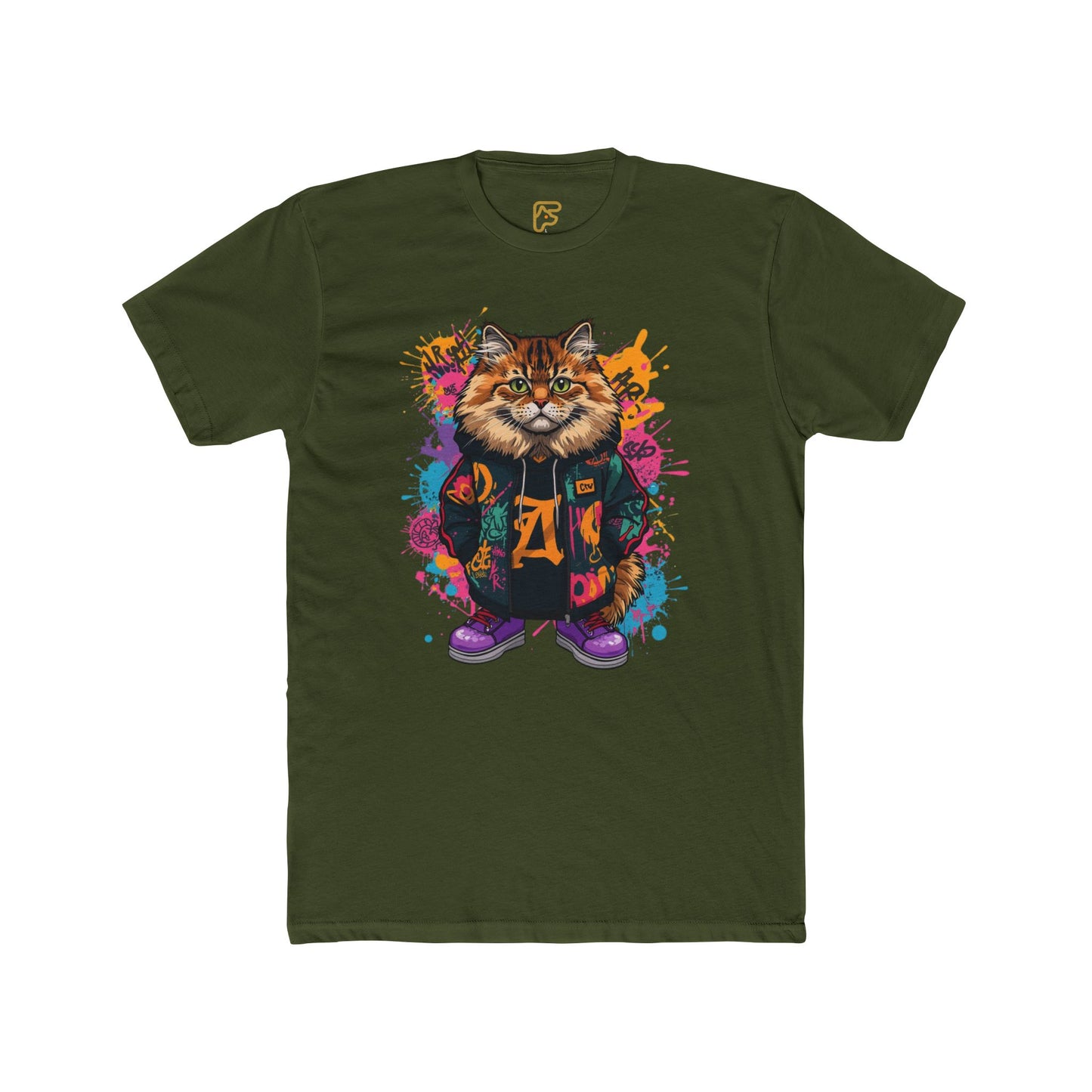 Street Style Cat Graphic Tee — Colorful Urban Cat Print T-Shirt