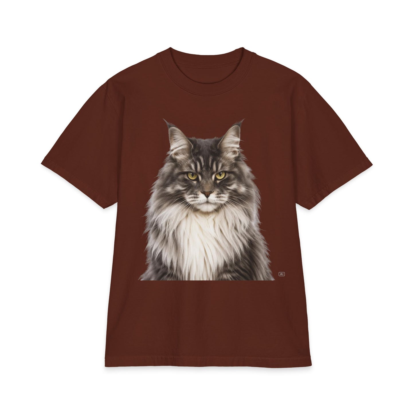 Maine Coon Portrait T‑Shirt — Realistic Cat Face Graphic Tee