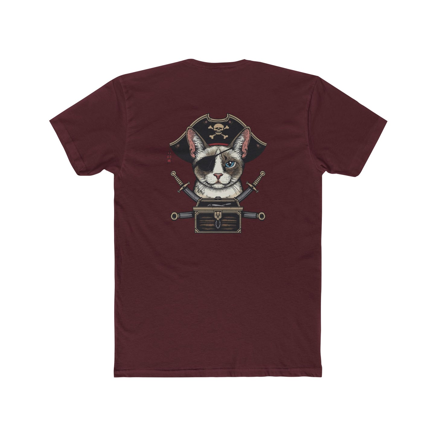 Pirate Cat Graphic Tee — Novelty Cat Pirate Skull & Crossed Cutlasses T-Shirt