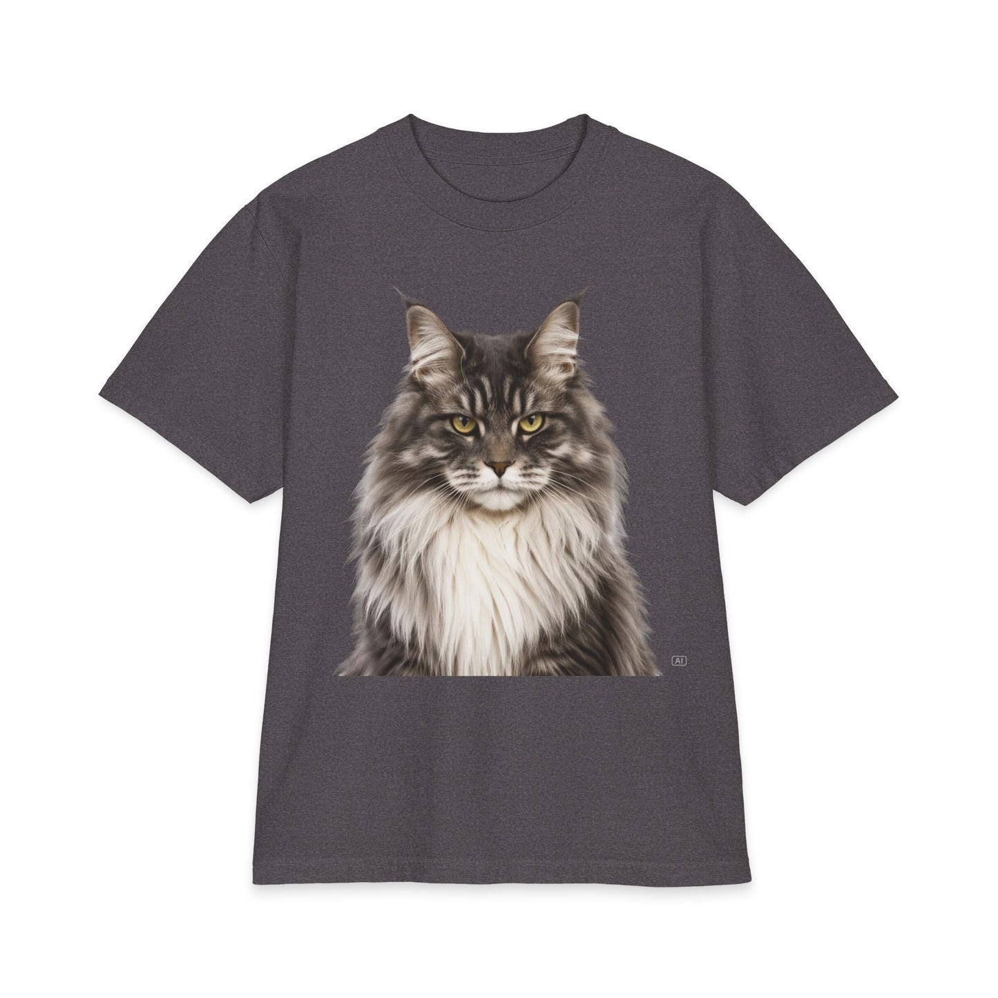 Maine Coon Portrait T‑Shirt — Realistic Cat Face Graphic Tee