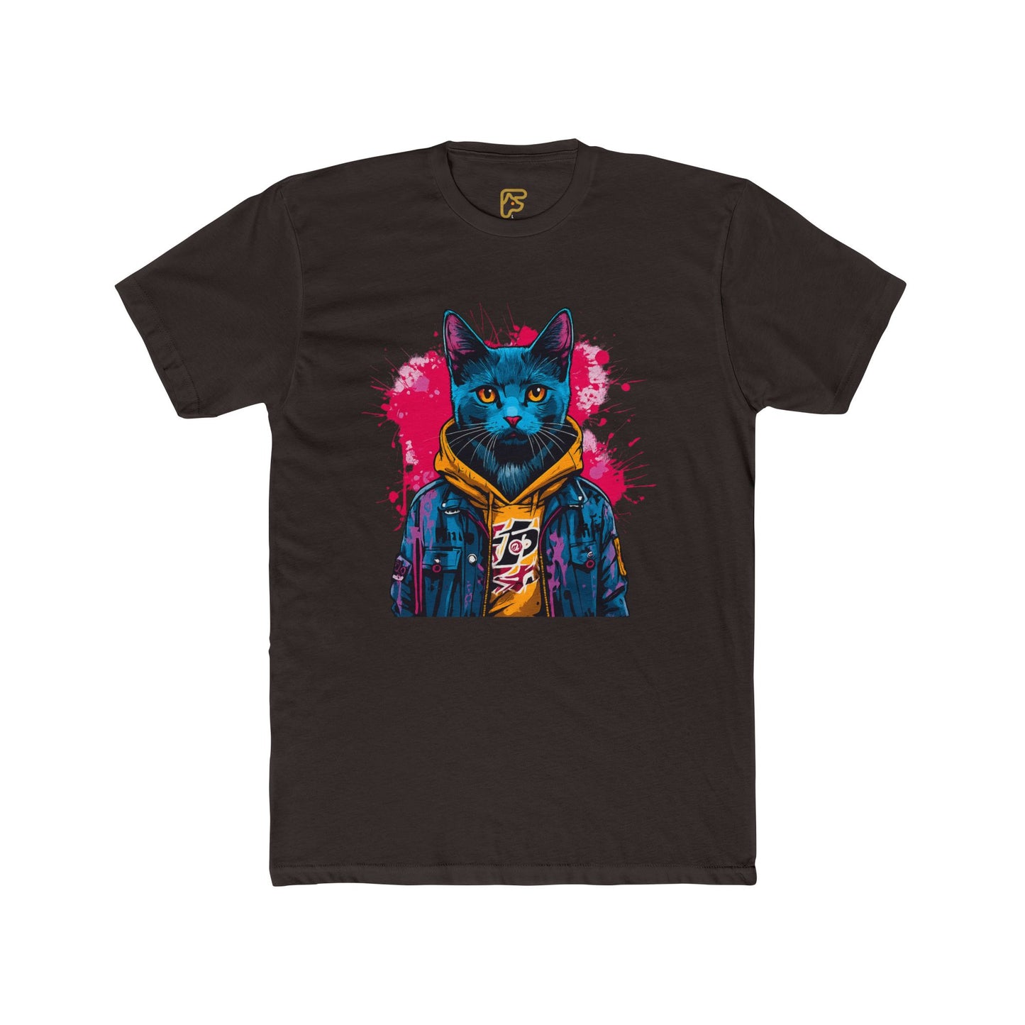 Cat Noir Streetwear T-Shirt — Blue Cat in Hoodie Graphic Tee
