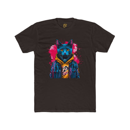 Cat Noir Streetwear T-Shirt — Blue Cat in Hoodie Graphic Tee
