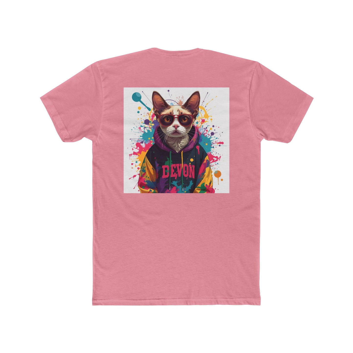 Cat Portrait Tee — Colorful Streetwear Cat Graphic Shirt (Back Print)