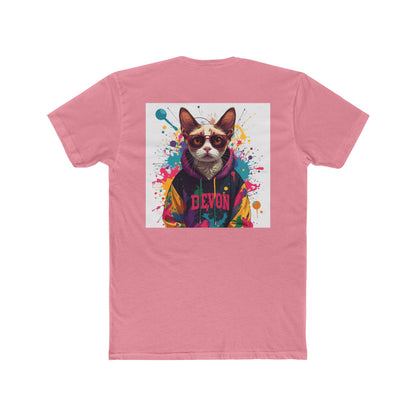 Cat Portrait Tee — Colorful Streetwear Cat Graphic Shirt (Back Print)