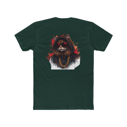 Cat Portrait Tee — Urban Streetwear Cat with Gold Chain Graphic T-Shirt
