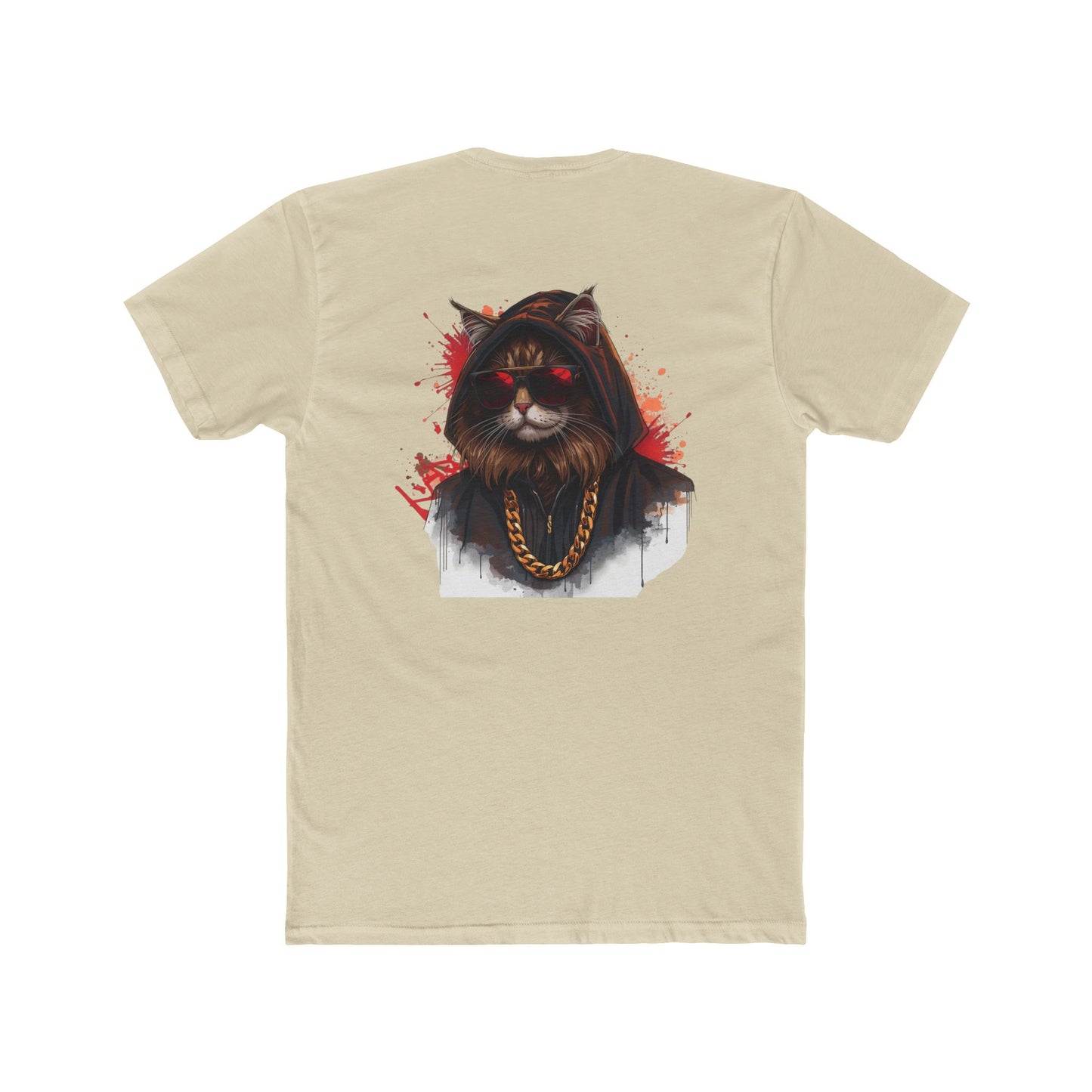 Cat Portrait Tee — Urban Streetwear Cat with Gold Chain Graphic T-Shirt