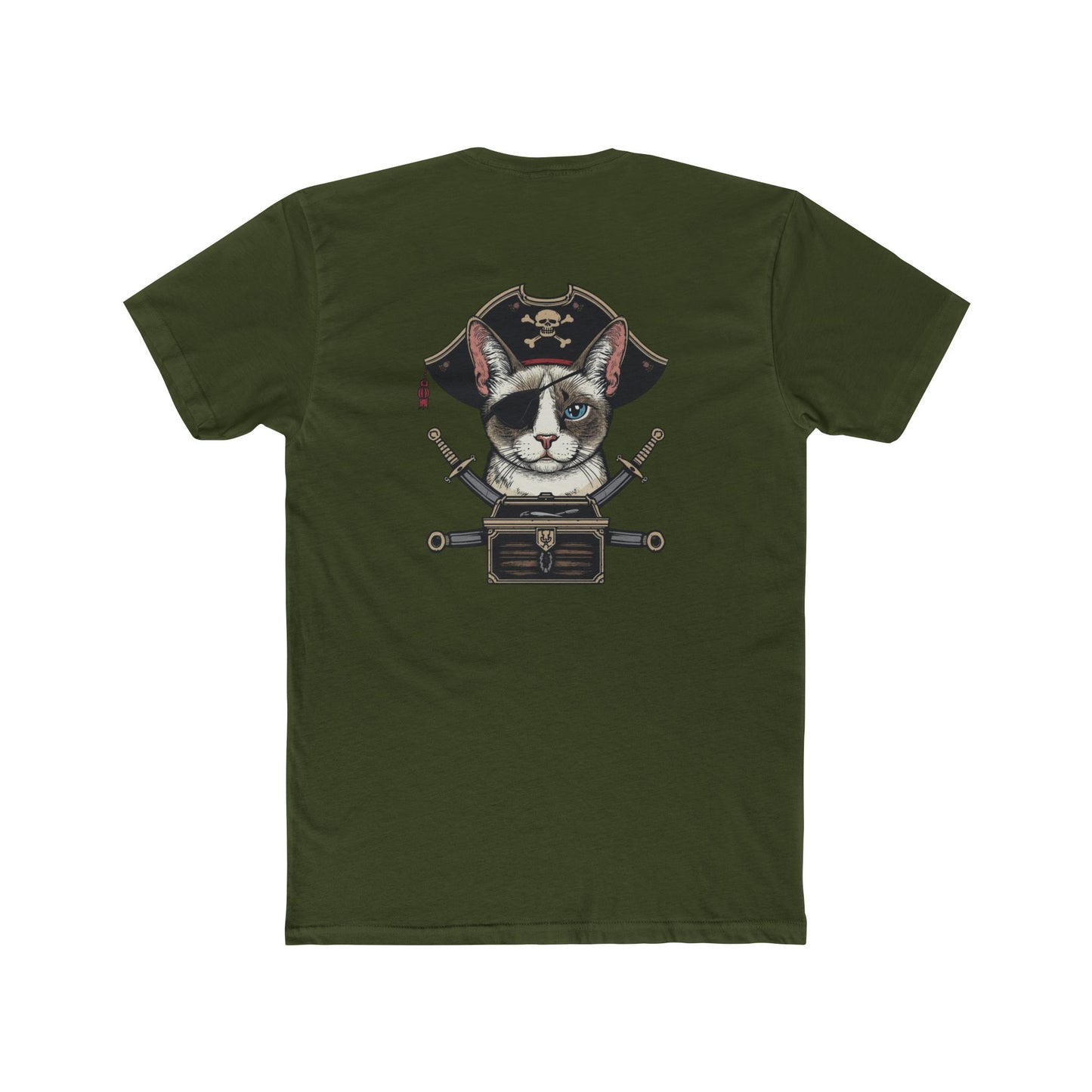 Pirate Cat Graphic Tee — Novelty Cat Pirate Skull & Crossed Cutlasses T-Shirt