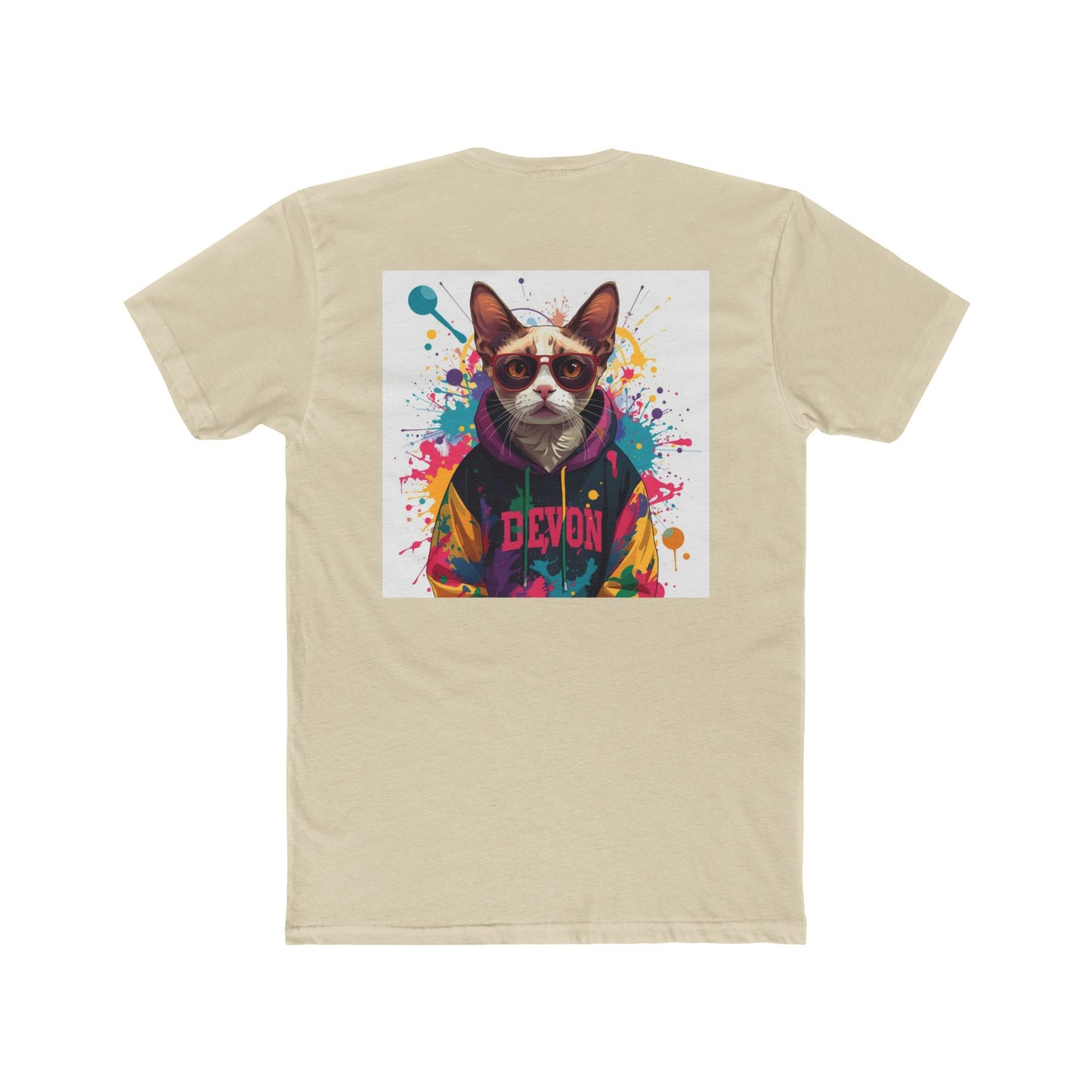Cat Portrait Tee — Colorful Streetwear Cat Graphic Shirt (Back Print)