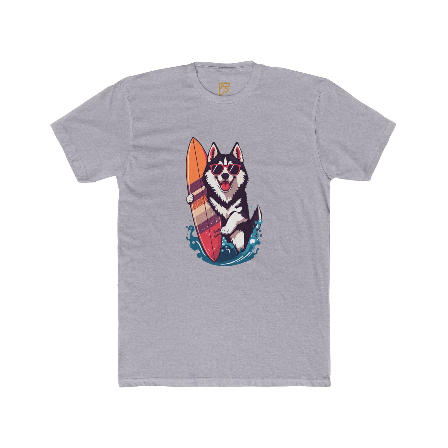 Surfing Husky Graphic Tee — Cute Dog Surfboard T-Shirt