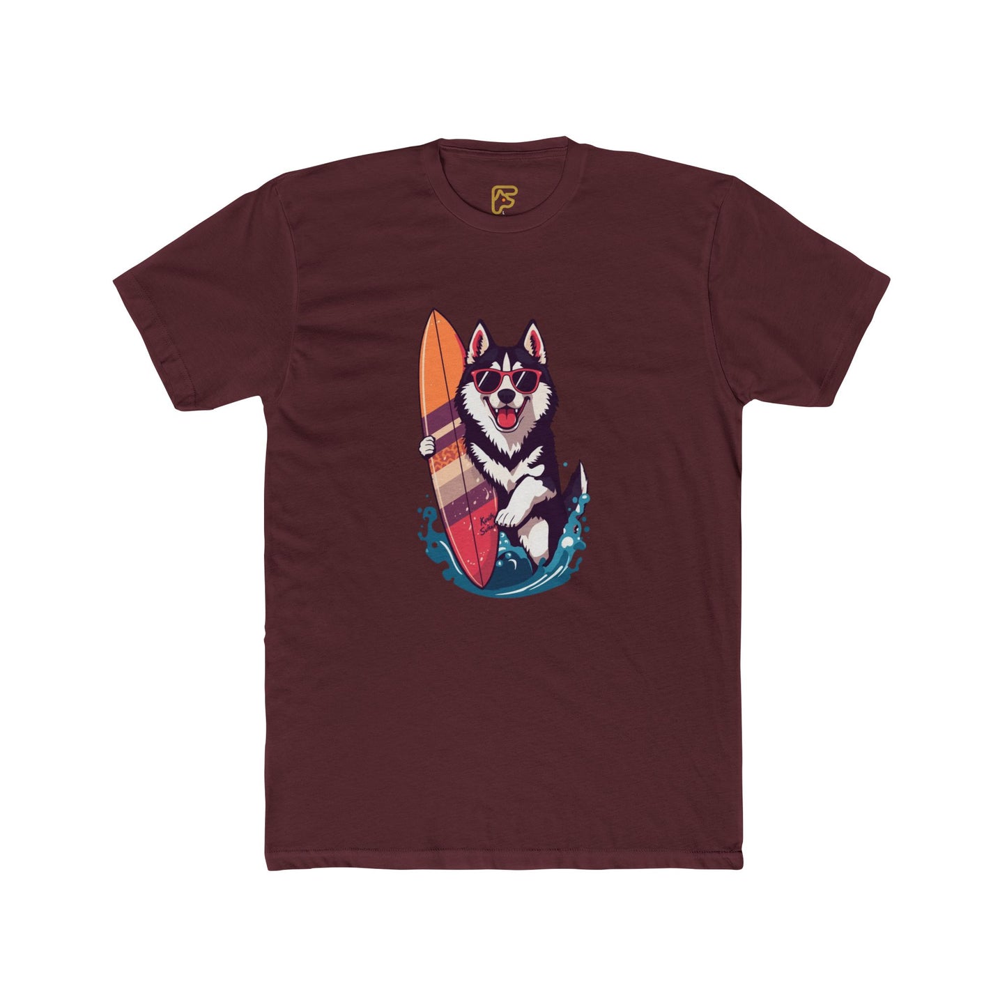 Surfing Husky Graphic Tee — Cute Dog Surfboard T-Shirt