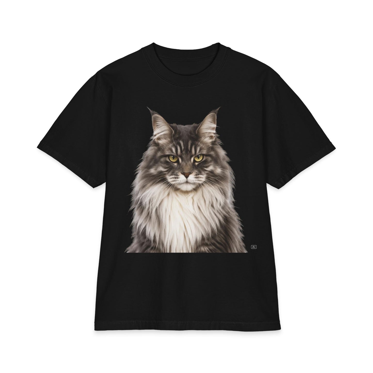 Maine Coon Portrait T‑Shirt — Realistic Cat Face Graphic Tee