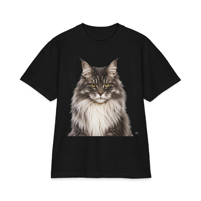 Maine Coon Portrait T‑Shirt — Realistic Cat Face Graphic Tee