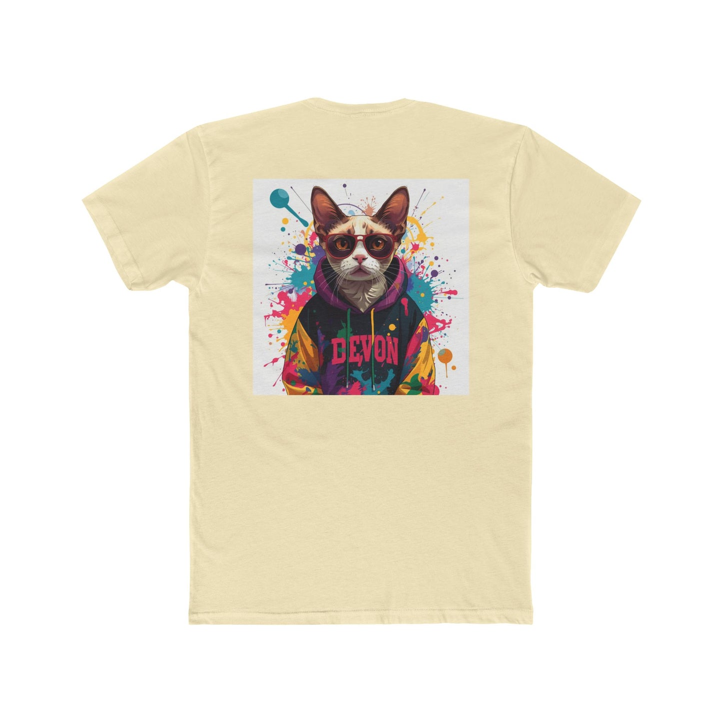 Cat Portrait Tee — Colorful Streetwear Cat Graphic Shirt (Back Print)