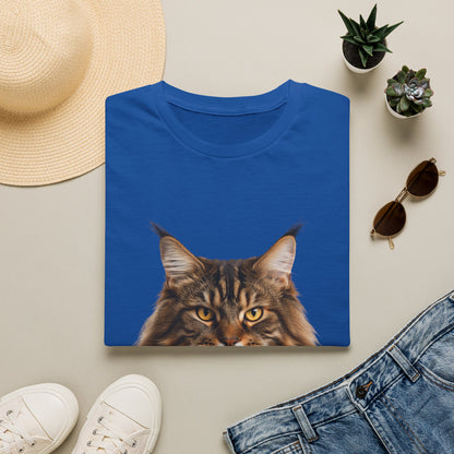 Maine Coon Cat Portrait T-Shirt — Realistic Brown Tabby Cat Tee