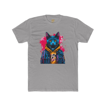 Cat Noir Streetwear T-Shirt — Blue Cat in Hoodie Graphic Tee