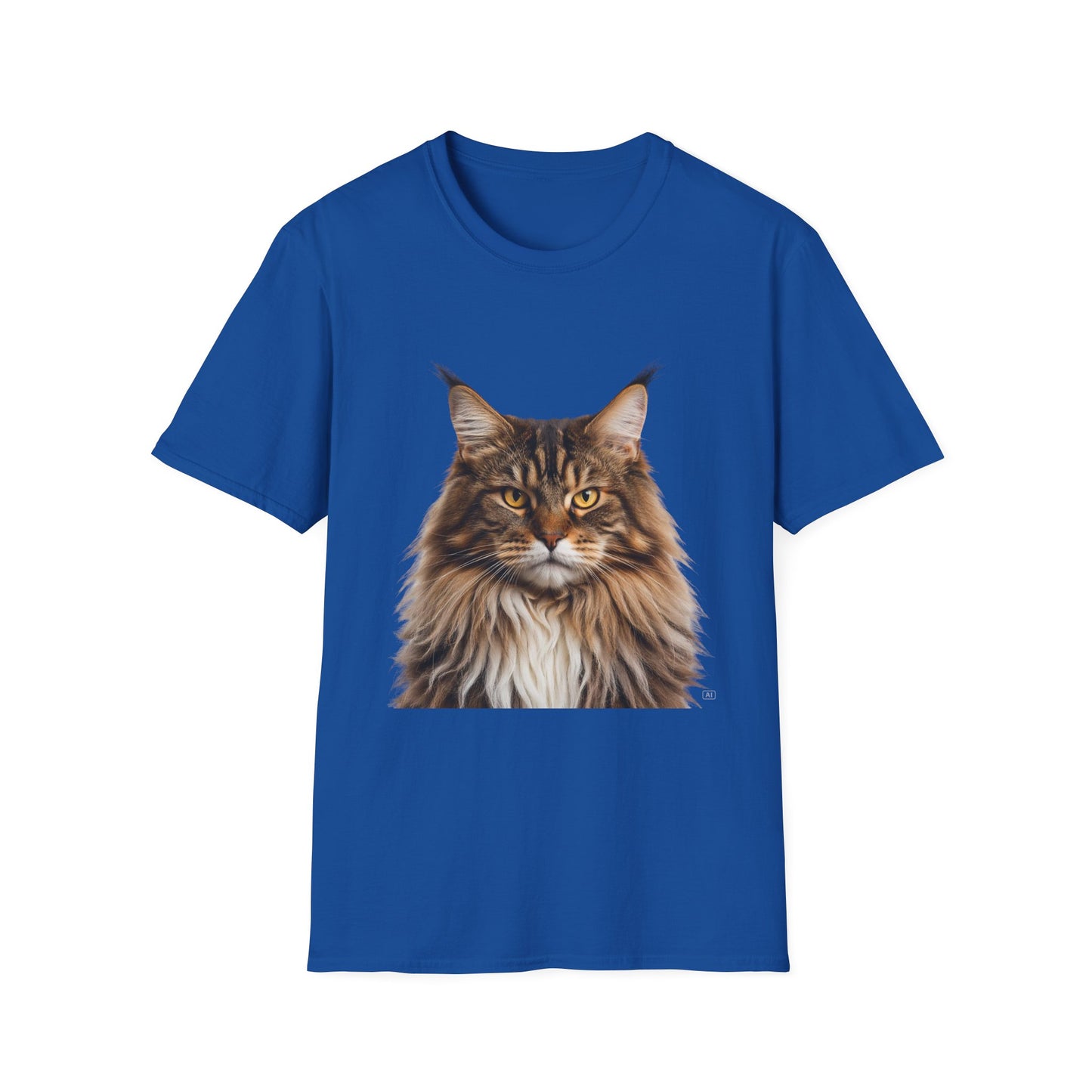 Maine Coon Cat Portrait T-Shirt — Realistic Brown Tabby Cat Tee