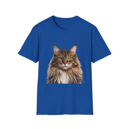 Maine Coon Cat Portrait T-Shirt — Realistic Brown Tabby Cat Tee