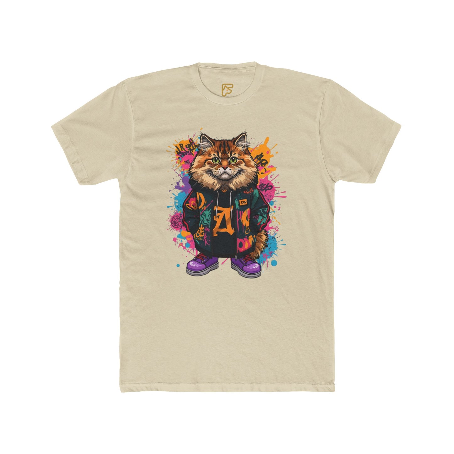 Street Style Cat Graphic Tee — Colorful Urban Cat Print T-Shirt
