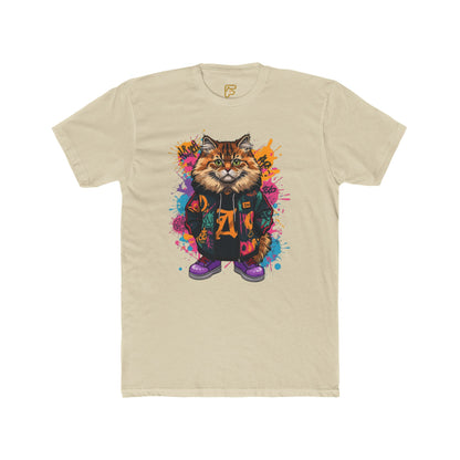 Street Style Cat Graphic Tee — Colorful Urban Cat Print T-Shirt