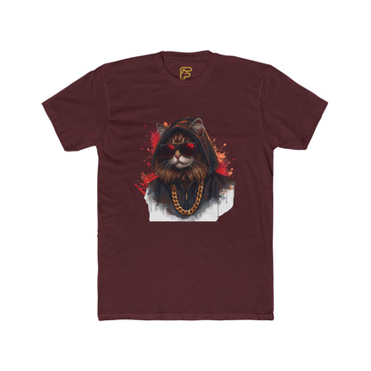 Cat Gangster T‑Shirt — Hooded Cat with Gold Chain Graphic Tee