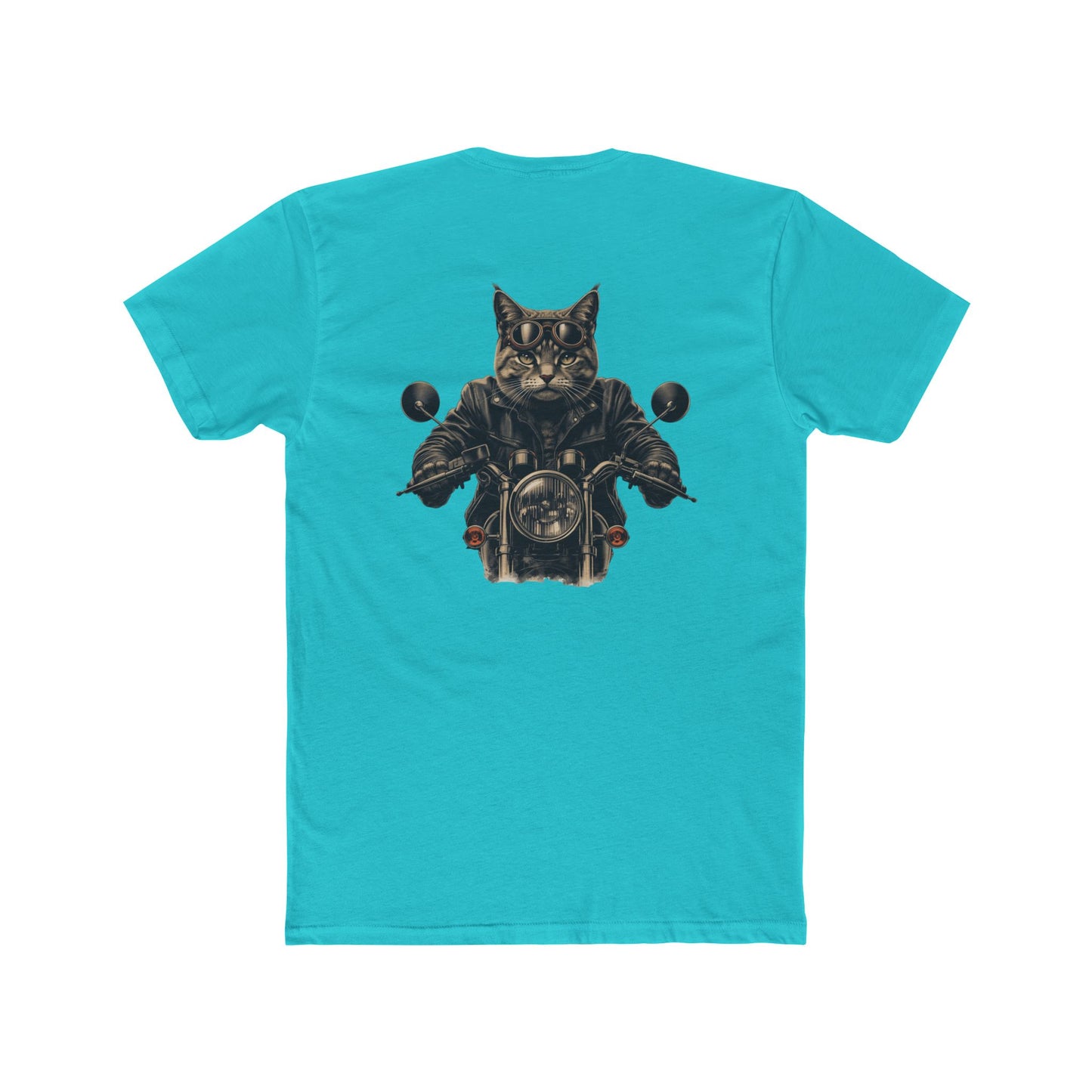 Biker Cat T‑Shirt — Motorcycle Riding Cat Graphic Tee