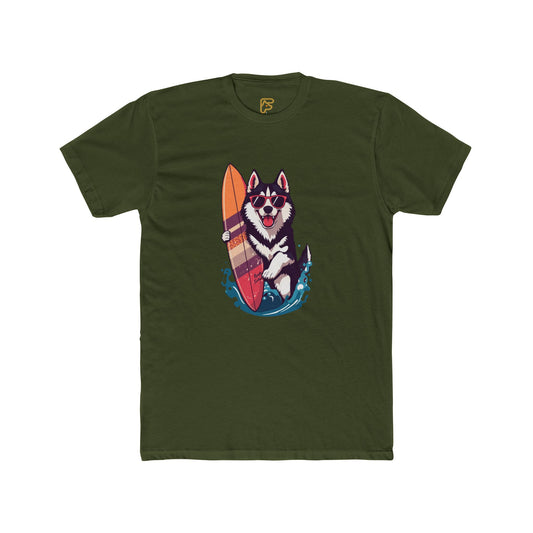 Surfing Husky Graphic Tee — Cute Dog Surfboard T-Shirt