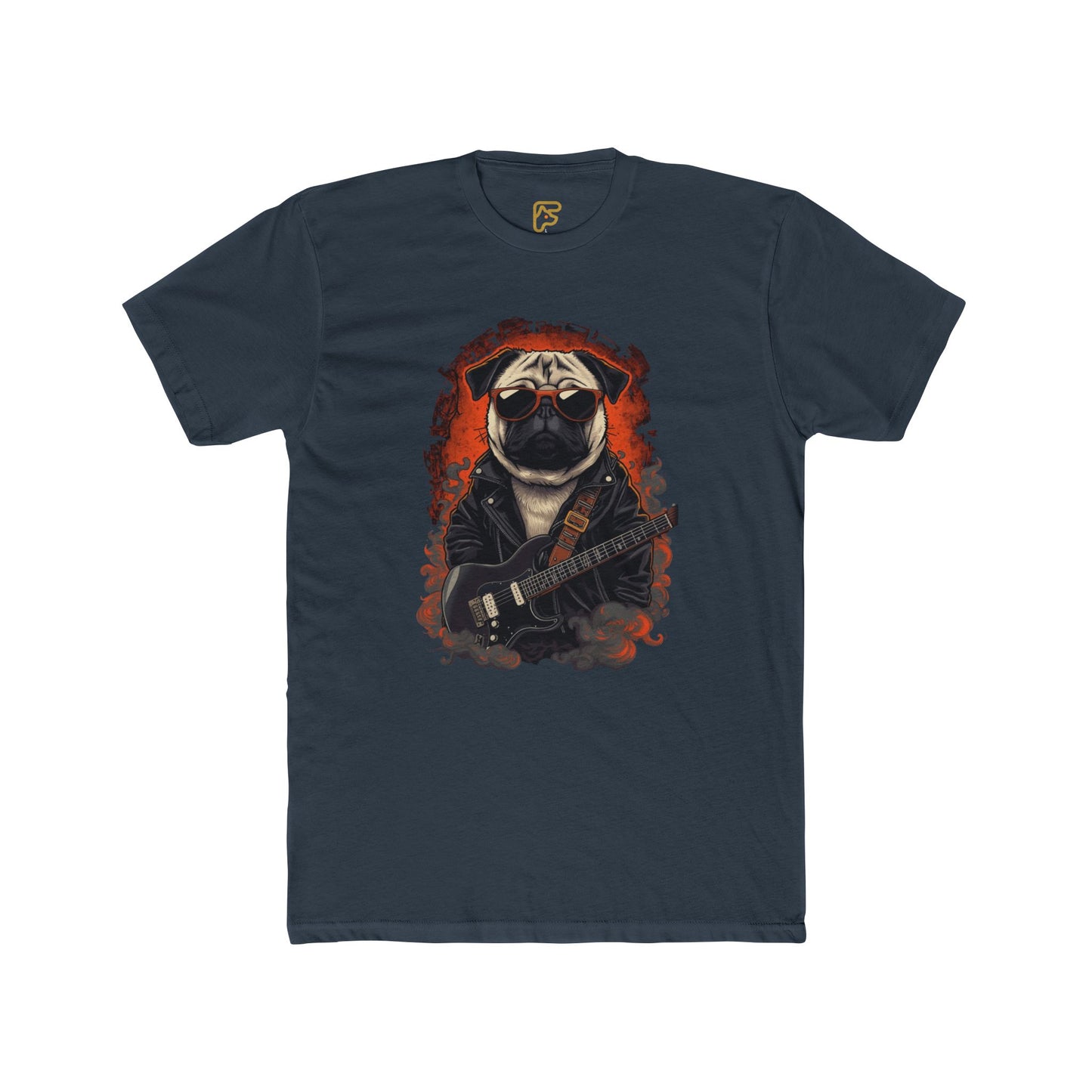 Pug Rocker Graphic Tee — Guitar-Playing Pug Band Shirt