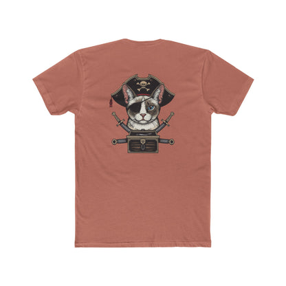 Pirate Cat Graphic Tee — Novelty Cat Pirate Skull & Crossed Cutlasses T-Shirt