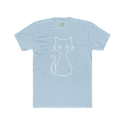 Minimal Outline Cat T-Shirt — Cute Line Art Kitty Tee