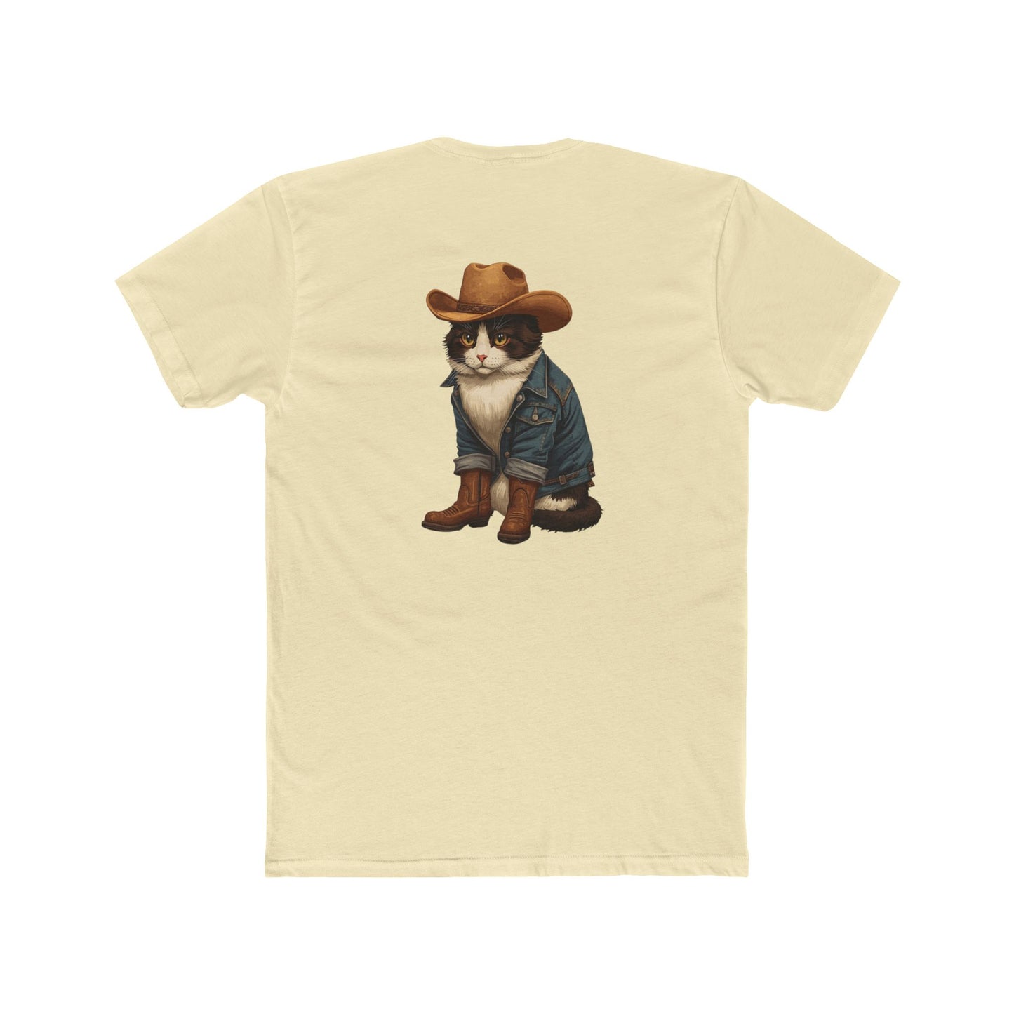 Cowboy Cat T‑Shirt — Western Cat Graphic Tee with Pocket Logo