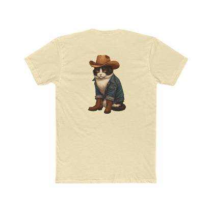 Cowboy Cat T‑Shirt — Western Cat Graphic Tee with Pocket Logo