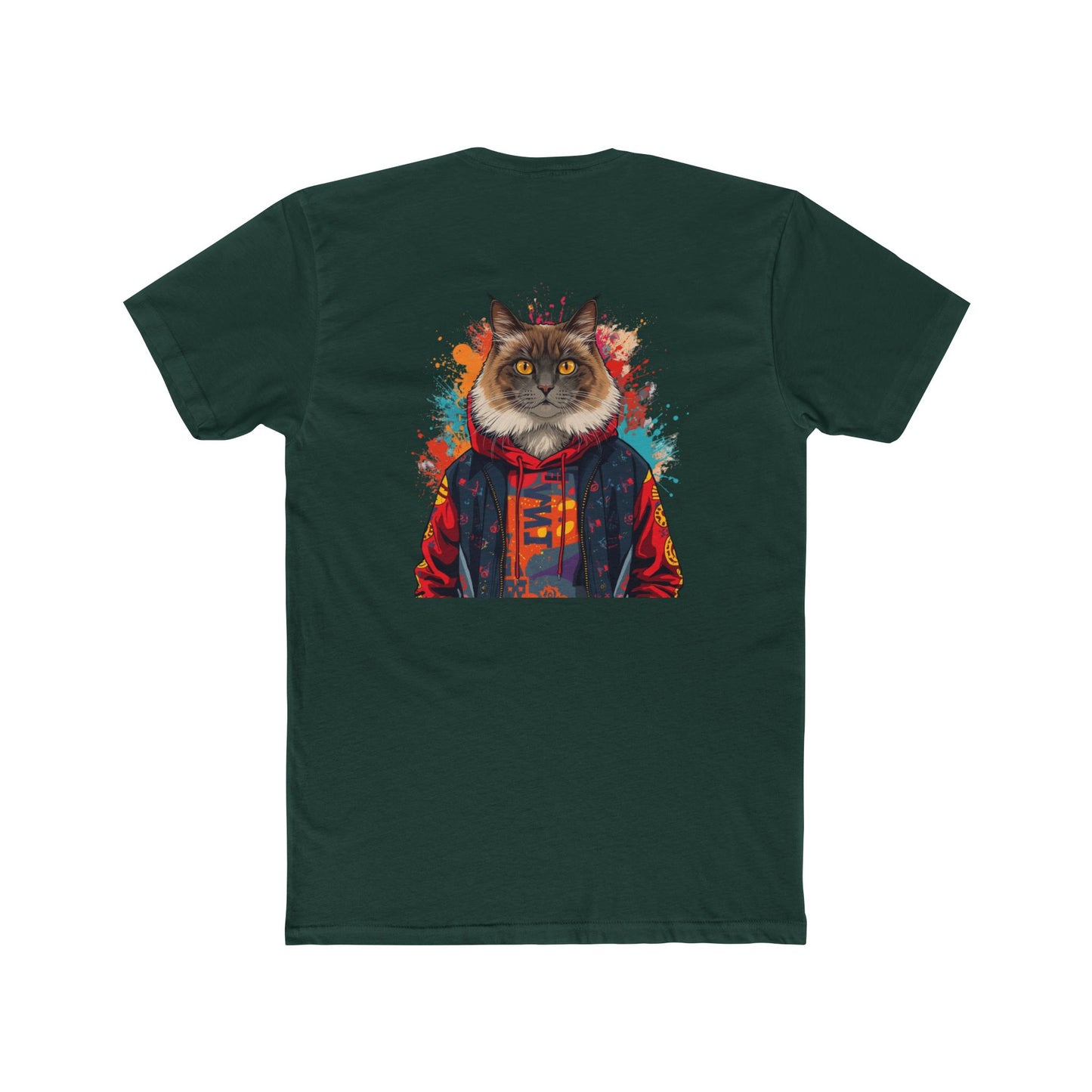 Cat Portrait Tee — Colorful Hoodie Cat Graphic Crewneck