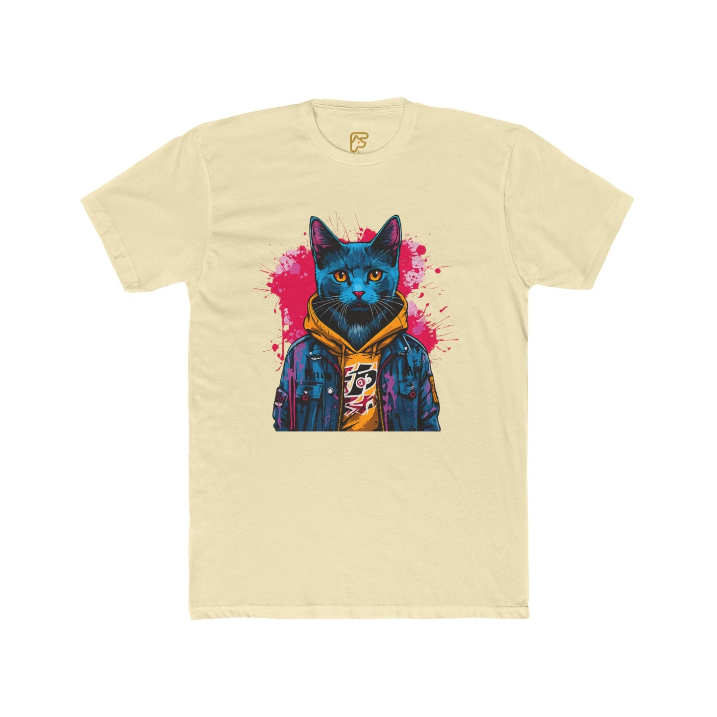 Cat Noir Streetwear T-Shirt — Blue Cat in Hoodie Graphic Tee