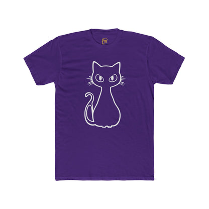 Minimal Outline Cat T-Shirt — Cute Line Art Kitty Tee