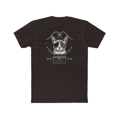 Pirate Cat Graphic Tee — Novelty Cat Pirate Skull & Crossed Cutlasses T-Shirt