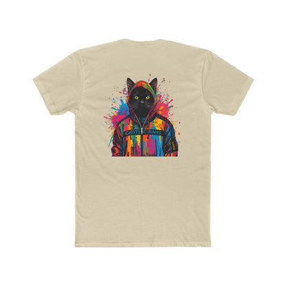 Cat Hoodie Art T‑Shirt — Colorful Black Cat Graphic Tee
