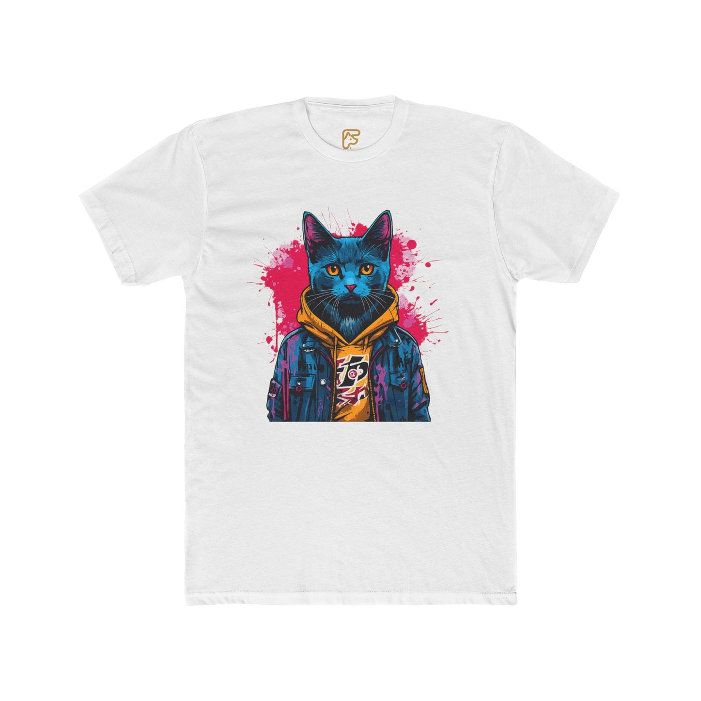 Cat Noir Streetwear T-Shirt — Blue Cat in Hoodie Graphic Tee