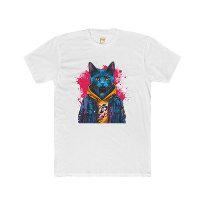 Cat Noir Streetwear T-Shirt — Blue Cat in Hoodie Graphic Tee