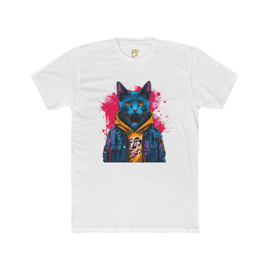Cat Noir Streetwear T-Shirt — Blue Cat in Hoodie Graphic Tee