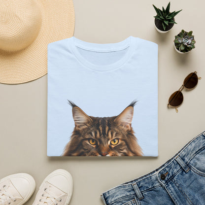 Maine Coon Cat Portrait T-Shirt — Realistic Brown Tabby Cat Tee