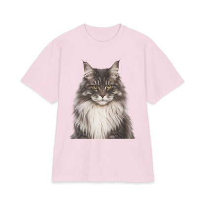 Maine Coon Portrait T‑Shirt — Realistic Cat Face Graphic Tee