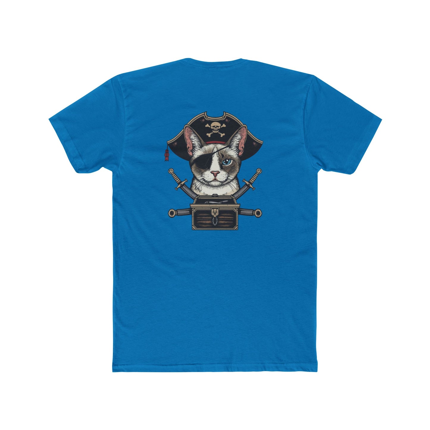 Pirate Cat Graphic Tee — Novelty Cat Pirate Skull & Crossed Cutlasses T-Shirt