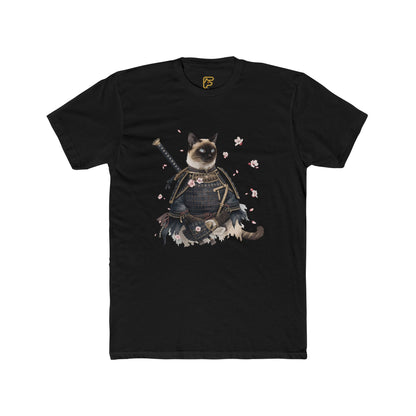Samurai Cat Graphic Tee — Cute Warrior Cat T-Shirt with Sword & Cherry Blossoms