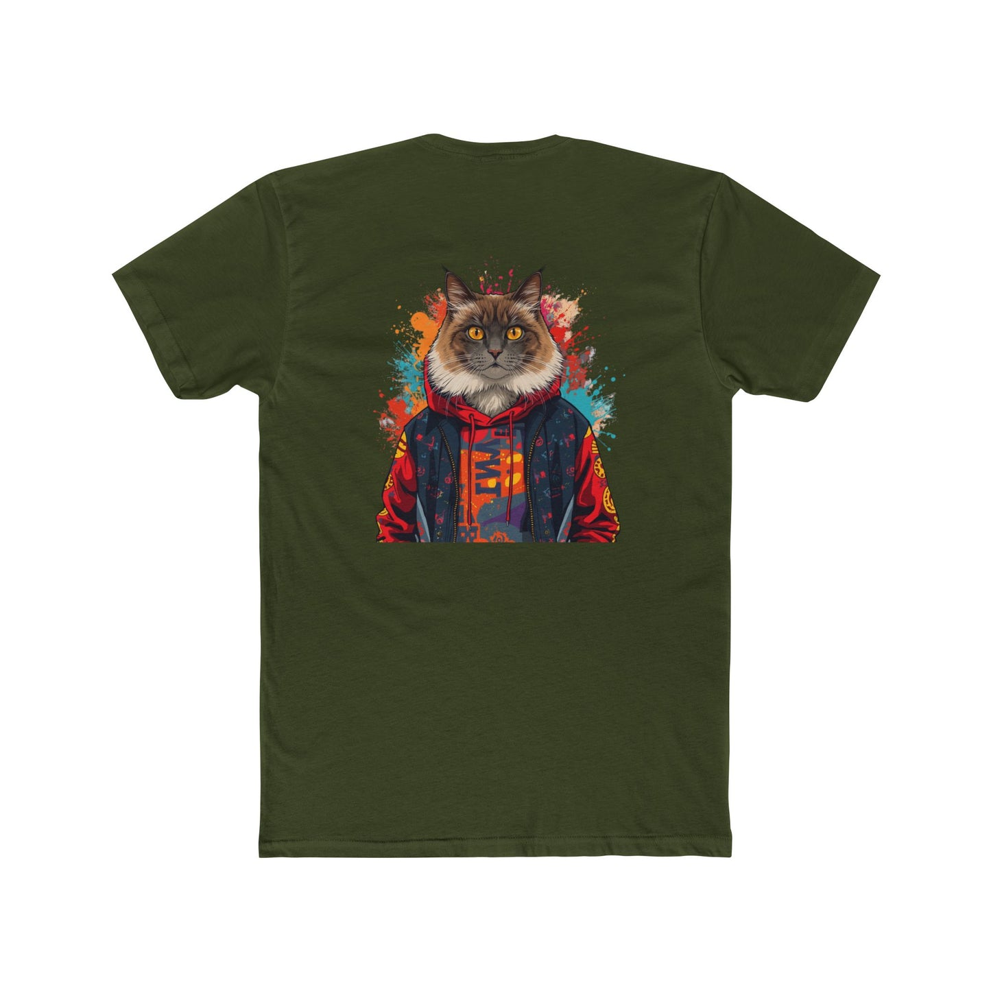 Cat Portrait Tee — Colorful Hoodie Cat Graphic Crewneck